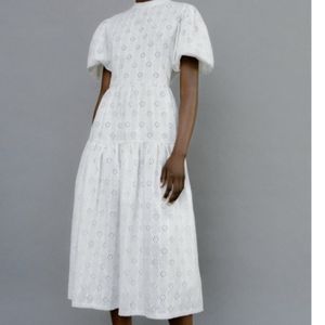 Zara eyelet open back midi voluminous dress